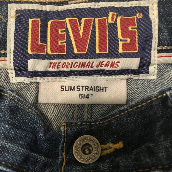 LEVI'S 514 SLIM STRAIGHT WOMEN JEANS 30x32 DARK BLUE WASH - Picture 4 of 13